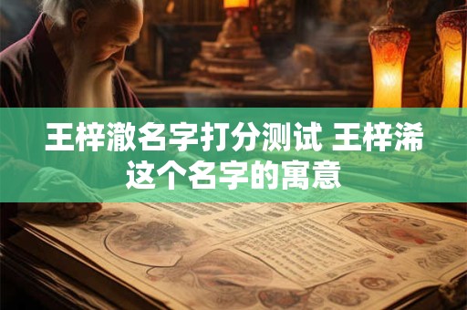 王梓澈名字打分测试 王梓浠这个名字的寓意