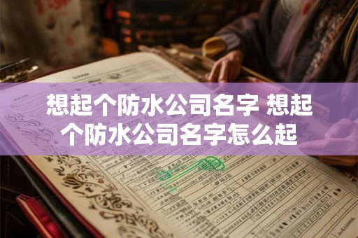 想起个防水公司名字 想起个防水公司名字怎么起