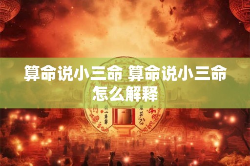 详细阅读:算命说小三命 算命说小三命怎么解释 算命说小三命 算命说小三命怎么解释