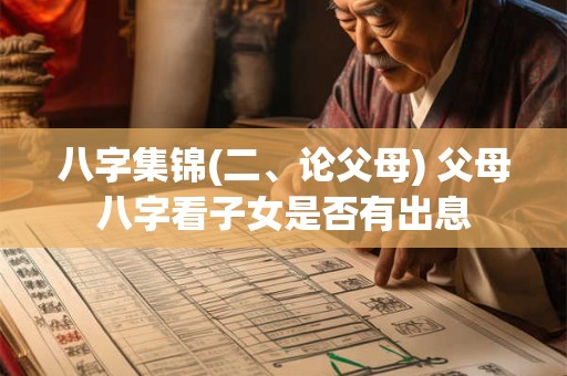 八字集锦(二、论父母) 父母八字看子女是否有出息