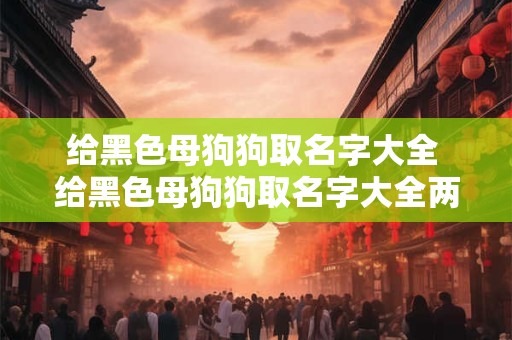 给黑色母狗狗取名字大全 给黑色母狗狗取名字大全两个字