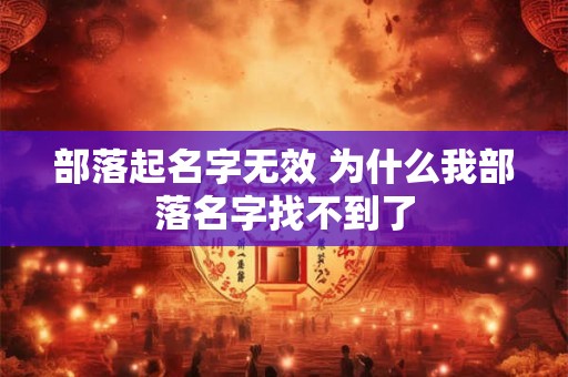 部落起名字无效 为什么我部落名字找不到了