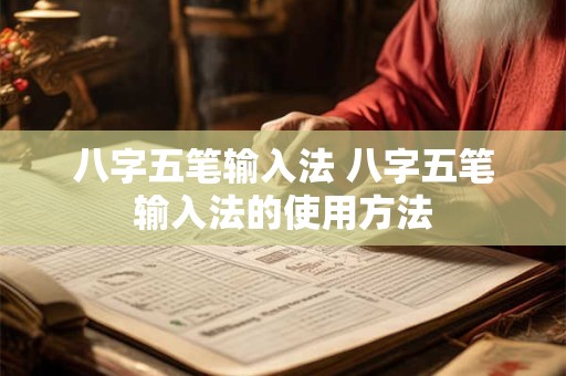 八字五笔输入法 八字五笔输入法的使用方法