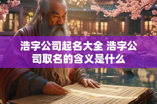 浩字公司起名大全 浩字公司取名的含义是什么