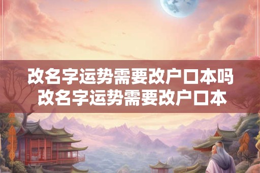 改名字运势需要改户口本吗 改名字运势需要改户口本吗怎么改