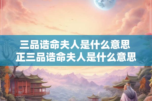三品诰命夫人是什么意思 正三品诰命夫人是什么意思