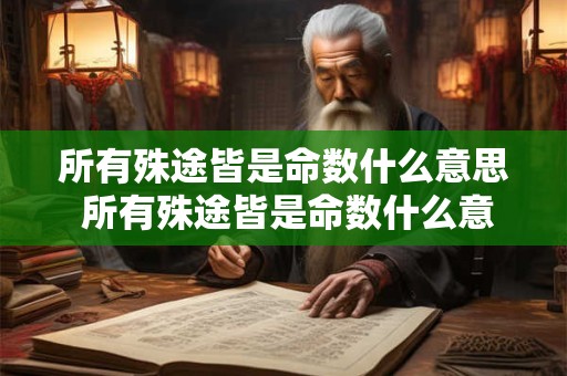 所有殊途皆是命数什么意思 所有殊途皆是命数什么意思呀