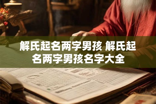 解氏起名两字男孩 解氏起名两字男孩名字大全