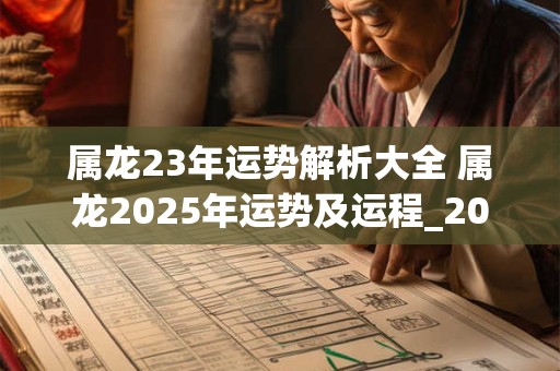 属龙23年运势解析大全 属龙2025年运势及运程_2025年属龙人的全年运势