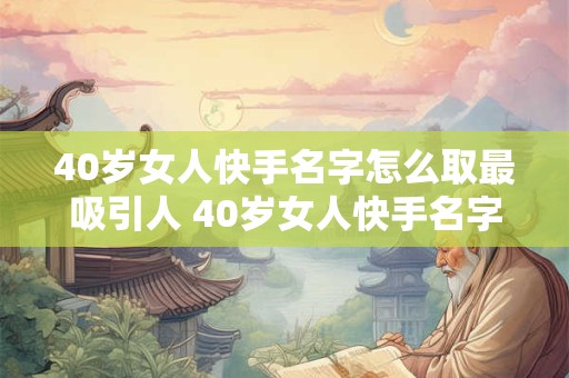 40岁女人快手名字怎么取最吸引人 40岁女人快手名字怎么取最吸引人注意