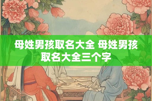 母姓男孩取名大全 母姓男孩取名大全三个字