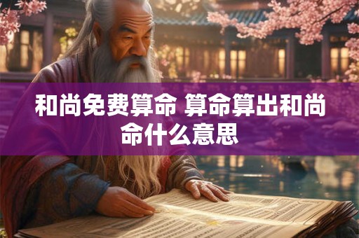 和尚免费算命 算命算出和尚命什么意思