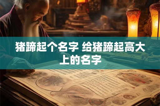 猪蹄起个名字 给猪蹄起高大上的名字
