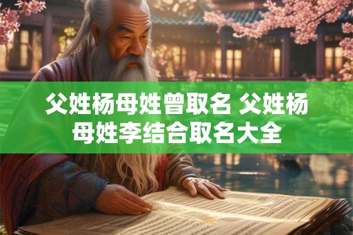 父姓杨母姓曾取名 父姓杨母姓李结合取名大全