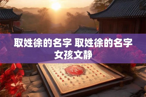 取姓徐的名字 取姓徐的名字女孩文静