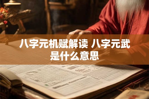 八字元机赋解读 八字元武是什么意思