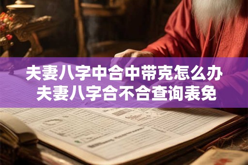 夫妻八字中合中带克怎么办 夫妻八字合不合查询表免费