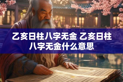 乙亥日柱八字无金 乙亥日柱八字无金什么意思