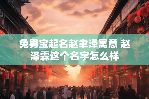 兔男宝起名赵聿泽寓意 赵泽霖这个名字怎么样