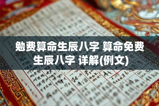 勉费算命生辰八字 算命免费 生辰八字 详解(例文)