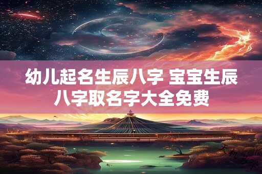 幼儿起名生辰八字 宝宝生辰八字取名字大全免费