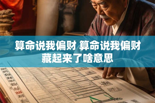 算命说我偏财 算命说我偏财藏起来了啥意思