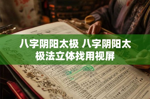 八字阴阳太极 八字阴阳太极法立体找用视屏