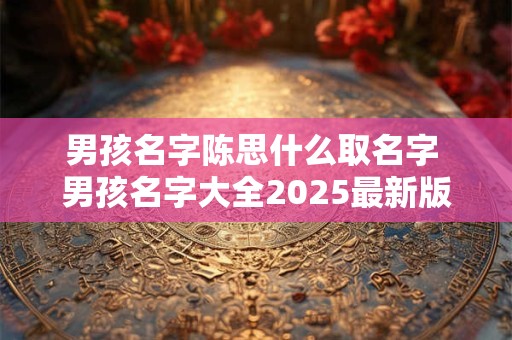 男孩名字陈思什么取名字 男孩名字大全2025最新版
