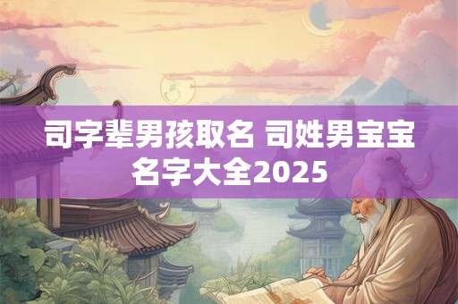 司字辈男孩取名 司姓男宝宝名字大全2025