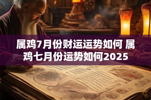 属鸡7月份财运运势如何 属鸡七月份运势如何2025