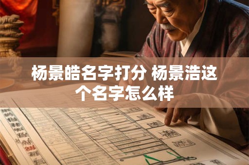 杨景皓名字打分 杨景浩这个名字怎么样
