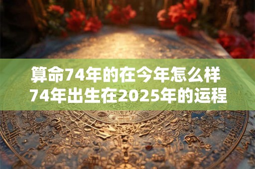 算命74年的在今年怎么样 74年出生在2025年的运程