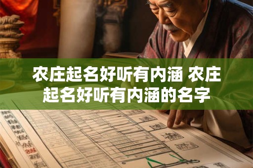 农庄起名好听有内涵 农庄起名好听有内涵的名字