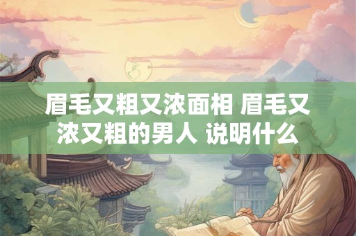 眉毛又粗又浓面相 眉毛又浓又粗的男人 说明什么