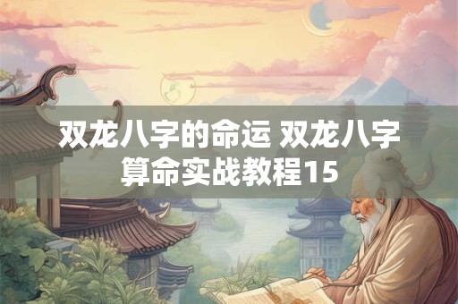 双龙八字的命运 双龙八字算命实战教程15