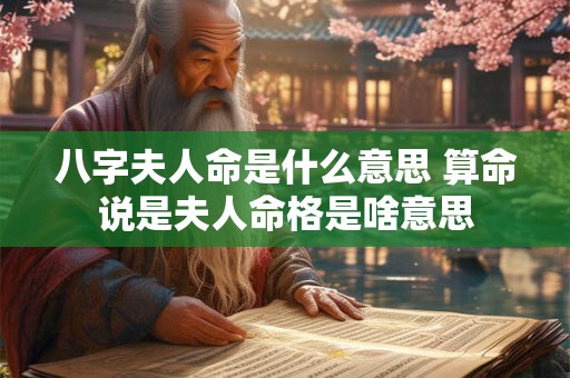 八字夫人命是什么意思 算命说是夫人命格是啥意思