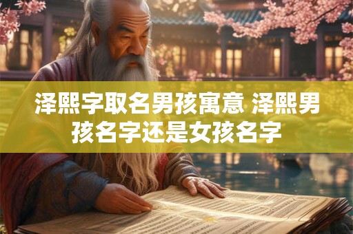 泽熙字取名男孩寓意 泽熙男孩名字还是女孩名字