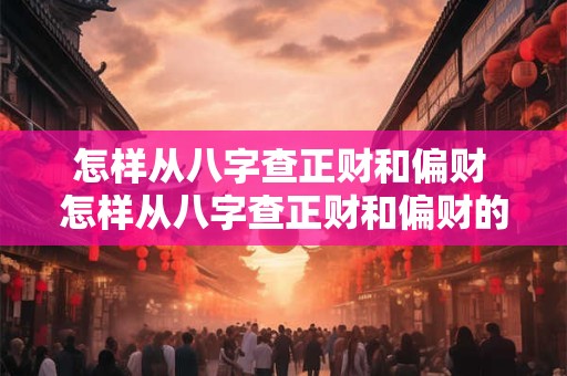 怎样从八字查正财和偏财 怎样从八字查正财和偏财的关系