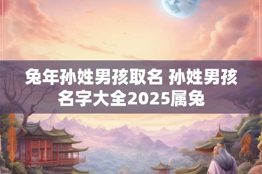 兔年孙姓男孩取名 孙姓男孩名字大全2025属兔
