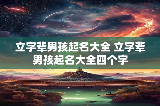 立字辈男孩起名大全 立字辈男孩起名大全四个字