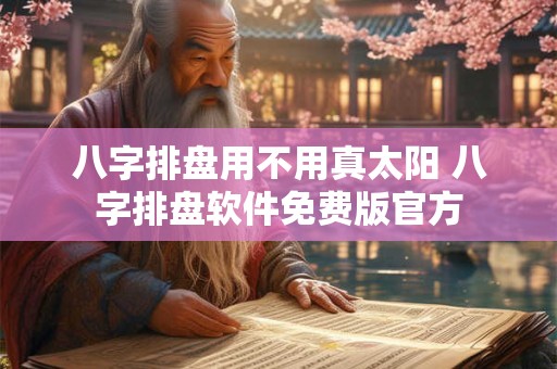 八字排盘用不用真太阳 八字排盘软件免费版官方