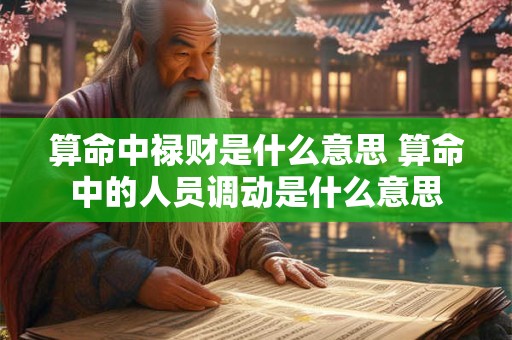 算命中禄财是什么意思 算命中的人员调动是什么意思
