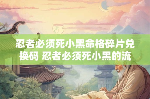 忍者必须死小黑命格碎片兑换码 忍者必须死小黑的流派能免费获得吗