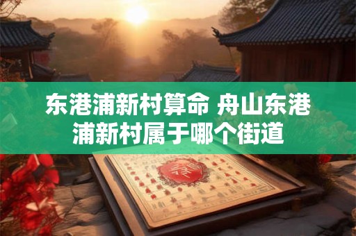 东港浦新村算命 舟山东港浦新村属于哪个街道