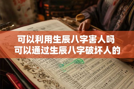 可以利用生辰八字害人吗 可以通过生辰八字破坏人的命运吗