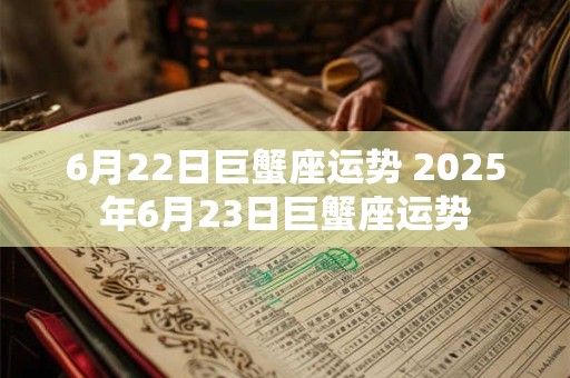 6月22日巨蟹座运势 2025年6月23日巨蟹座运势