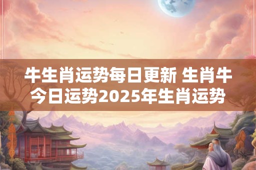 牛生肖运势每日更新 生肖牛今日运势2025年生肖运势