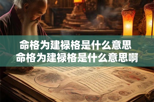 命格为建禄格是什么意思 命格为建禄格是什么意思啊