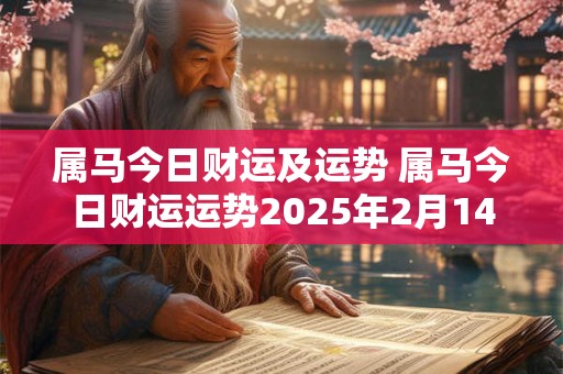 属马今日财运及运势 属马今日财运运势2025年2月14日