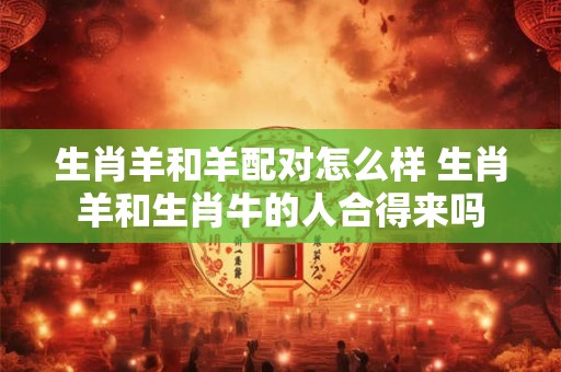 详细阅读:生肖羊和羊配对怎么样 生肖羊和生肖牛的人合得来吗 生肖羊和羊配对怎么样 生肖羊和生肖牛的人合得来吗